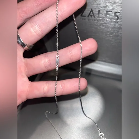 Blue and White Sapphire Frame Chain Link necklace in sterling silver - Picture 8 of 10